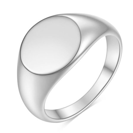 Kvinnor Signetring Oval Bredd Ring SILVER STORLEK 7