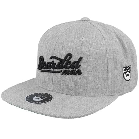 Bearded Man - Grå snapback Caps - Retro Script 3D Logo Heather Grey Snapback @ Hatstore