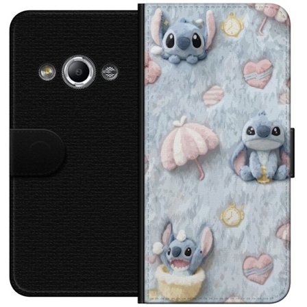 Kompatibel Tegnebogsetui til Samsung Galaxy Xcover 3 Stitch mønster med hjerter, paraplyer og pastelfarvet blød baggrund