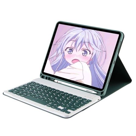 Fodral till Ipad 2019/21 (10,2 tum) - Slimmat skyddsfodral med Apple Pencil-hållare och trådlöst avtagbart tangentbord (Grön)