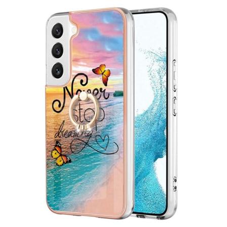 Marble Mønstret Cover med Ring Holder til Samsung Galaxy S22 Plus - Never Stop Dreaming Multicolor