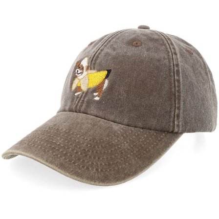 Iconic - Brun unconstructed Keps - Banana Suite Dog Vintage Washed Brown Dad Cap @ Hatstore