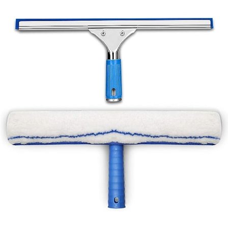 Vindusvaskesett, vindusnal og mikrofiberklut, dusjnal med gummileppe, vindusvaskeverktøy, 35 cm nal