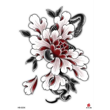 Tillfällig Tatuering 21 x 15cm - Snake & Flowers