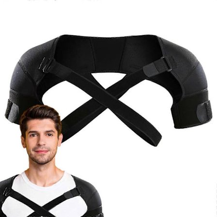 Skuldersmerte Lindring Dobbelt Skulderstøtte, Dobbelt Skulderbandage, Justerbar Skulderbandage til Rotator Cuff, AC Led Smerte Lindring