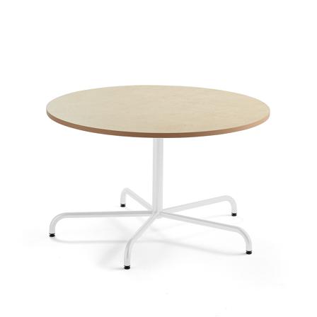 Tisch PLURAL, Ø 1200x720 mm, Linoleum-Platte, beige, weiß