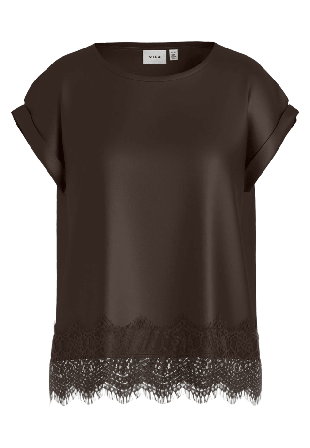 Vila VIELLETTE Spetstopp Blusar Dam Brun 34