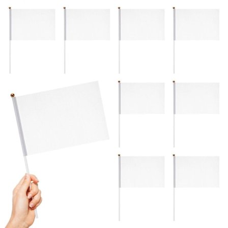 24 stk. Hvide Flag Håndholdte Flag Håndsvingende Dommerflag Haveplæne Markeringsflag (Hvid)