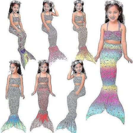 Højkvalitets Børn Piger Havfruehale Bikinidragter Badetøj Badetøj Badetøj