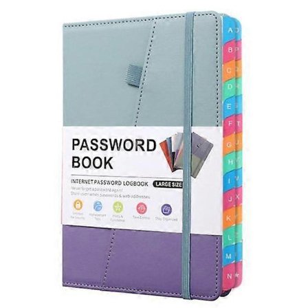 Aakkoselliset rekisterilehdet Kovakantinen salasanakirja Internet-salasanoille Verkkosivustojen osoitteet Muistikirja violetti-FD-