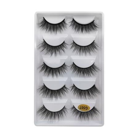 5 Par Lösögonfransar - 3d Faux Mink - G507 Svart Svart