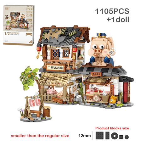 Loz nya kreativa mini gatvy Bee Shop byggstenar DIY vikbar gatvy fläskbutik pussel leksaker för barn present