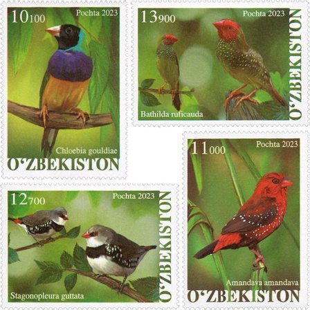 Uzbekistan - Fugle - Postfrisk sæt 4v