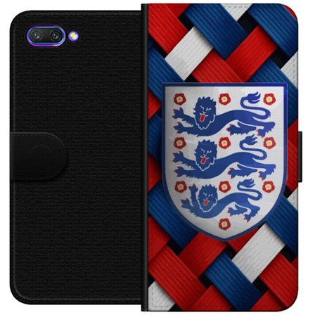 Yhteensopiva Lompakkokotelo Honor Honor 10 Graafinen Englanti-aihe heraldisilla leijonilla ja punaisella, valkoisella ja sinisellä punotulla kuviolla