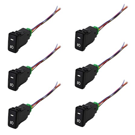 6x Auto Retrofit Bryter Vanntett Vippebryter Tåkelysbryter Med 4 Ledninger Kompatibel Med Hvitt Lys