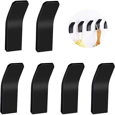 6 Stykker Svarte Selvklebende Kroker, Kroker, Håndkleholder uten Boring