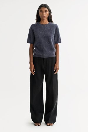 Soft Goat - Brushed Short Sleeve - Kaschmirpullover für Damen - S - Anthracite