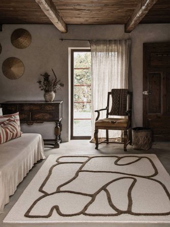 Aura Rug - Ivory White/Brown 160X230 Wool, Rustic Style