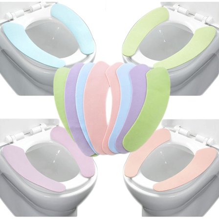 4 par Badeværelse Varmer Toiletbræt Betræk Puder, Kan Rengøres og Genbruges Toiletpuder, Velegnet til Toiletringe af Forskellige Former, Bærbar og Nem