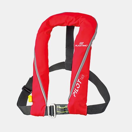 Chaleco salvavidas inflable Plastimo Pilot 165N Harness, automático, rojo, con anillo para línea de seguridad, One-Size (40+ kg) + cartucho de CO2 33 