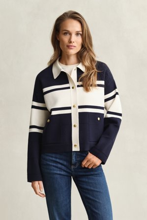 GANT Damen Color Blocked Strickjacke (XS) Marineblau