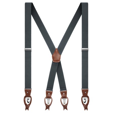 Vexel | Breda Mörkgråa Anpassningsbara Hängslen med X-design för män - Hängslen med Clips