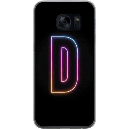 Kompatibel Mobilcover til Samsung Samsung Galaxy S7 Minimalistisk neonbogstav D i farveskiftende lys mod sort baggrund i moderne digital design