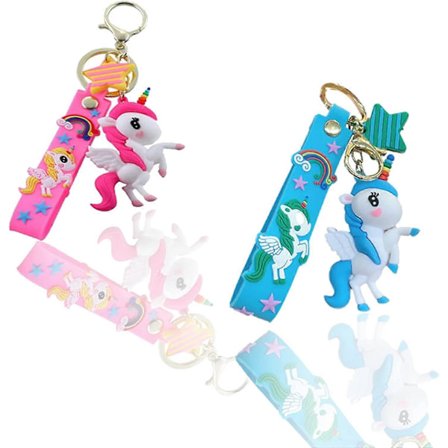 2 kpl Yksisarvisavainketju tytöille pojille Söpö sarjakuva Sateenkaari Eläin Avaimenperä Syntymäpäiväjuhlat Tarvikkeet Repulle Autolaukku Laukku 