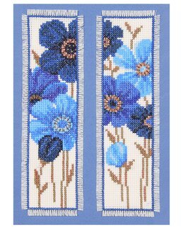 Stickpackung Lesezeichen Blaue Blumen 2-er Pack