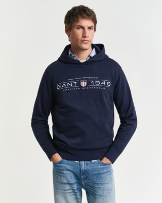 GANT - Hettegenser med Gant grafikk til herre evening blue