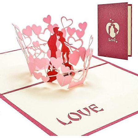 Vastavihitty 3D Ystävänpäiväkortti, Hääpäiväkortti, Pop-Up Onnittelukortti Romanttinen Pari