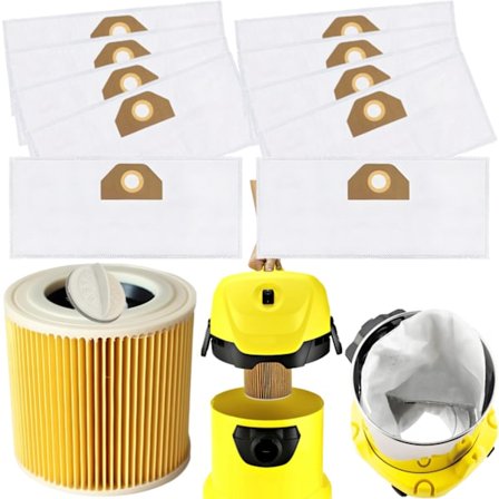Sæt Med 10 Karcher-Støvsugerposer + Filter - Syntetiske Mikrofibre Til Karcher Wd3/Wd2 Modeller