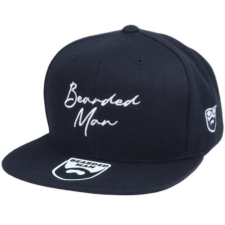 Bearded Man - Svart snapback Caps - Clean Script Black Snapback @ Hatstore