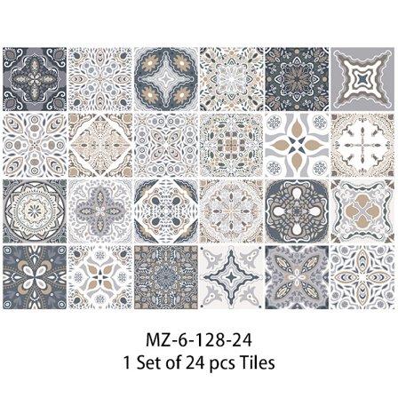 24 grå og hvite veggklistremerker, selvklebende fliser