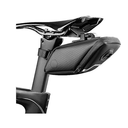 Cykelsadeltaske med LED-baglygte, cykel under sædepung cykling kilepakke stor kapacitet anti-scratch aftagelig cykelkurve (sort)