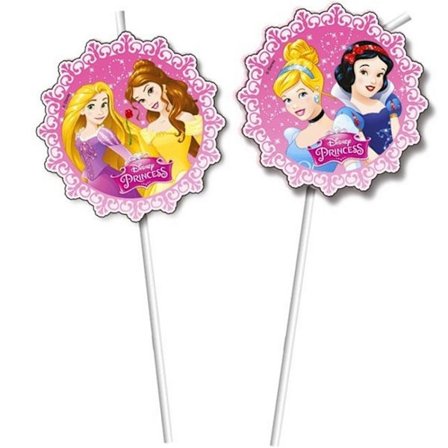 Disney Princess Engångssugrör (6-pack) One Size Rosa/Vit