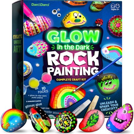 Stenmålning Kit för Barn - Glow in The Dark - Konst & Hantverk Påskgåvor för Pojkar och Flickor - Hantverksaktiviteter - Kreativa Konstleksaker för 