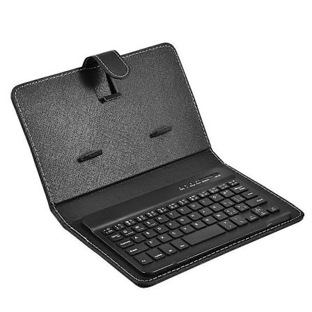 Bluetooth Mini Trådlöst Tangentbord med PU Läderfodral för Smartphone Surfplatta 4.5 Tum - 6.8 Tum Rec