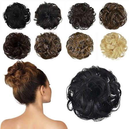 Scrunchie-hiusdonitsi, hiuslisäke, hiusnauha, poninhännän pidennykset, hiukset (luonnollinen musta)