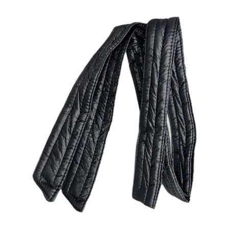 Dame Vattert Dunjakke Belte Kåpe Midjebelte Dame Elegant 180 cm Lengde Belte-Klingende} Skinnende Svart Glossy Black