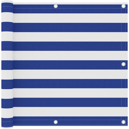 Balkongskjerm Personvernskjerm Hage Vindskjerm Beskyttende Skjerm Utendørs Personvernskjerm Vanntett Hvit og Blå 90x600 cm Oxford Stoff
