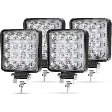 X 48w LED Arbejdslys, Firkantet Spotlight 12v 24v Langtrækkende LED Forlygter Ip67 Spot Flood Baklys Til Bil Lastbil Traktor SUV Båd (4 Stk)