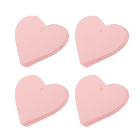 4 påsar hjärtformade taggar i papper, presentlappar, födelsedagsfest, bröllop, pysseltillbehör, rosa