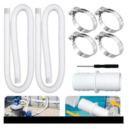 32 mm poolslange, 150 cm lang, hvid, 2 stk.