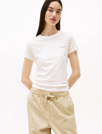 Tommy Jeans Tjw Slim Linear Ss Tee Ext - White - M