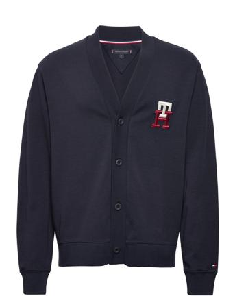 Essential Monogram Cardigan Strikkegenser Cardigan Svart Tommy Hilfiger