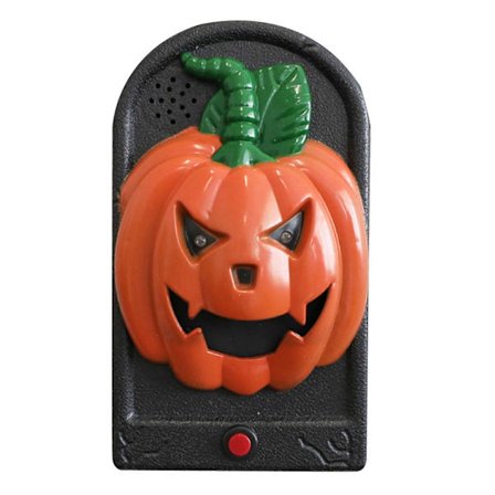 Halloween Dørklokke Uhyggelig Kraniehoved Dørklokke med Lysende Øjne og Lyd Skræmmende Spøgelseshus Rekvisit til Halloween Indendørs Udendørs 