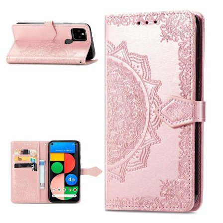 Mandala läder Google Pixel 5a fodral - Rosa