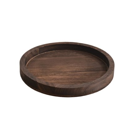 Dekorativt kaffebordbrett: Brunt trebrett Rundt rustikt trebrett Sirkel Gårdshus Midtstykke Lysestake - 12"