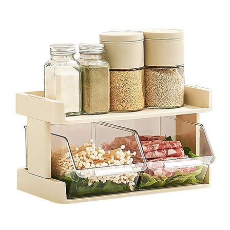 Kök Grönsaksförvaring Flera lager Kryddförvaring Hylla för färdigmat Hotpot Mat 2 lager